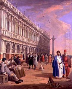 Venice- The Piazzetta with Figures by Luca Carlevaris