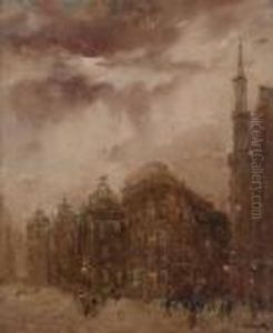 La Grand Place Au Coucher Du Soleil by Lucien Frank