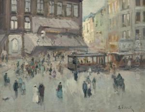 A Busy Town Square by Lucien Frank