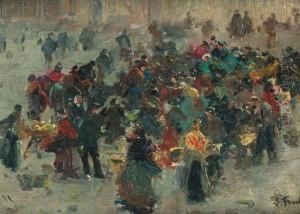 Figures On A Market Place