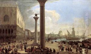 The Wharf, Looking toward the Doge's Palace by Luca Carlevaris