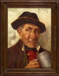 Portrait Eines Dachauer Bauern Mit Bierkrug by Robert Frank-Krauss