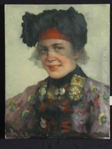 Portrait Einer Jungen Bauerin In Tracht Portrait Einer Jungen Bauerin In Tracht