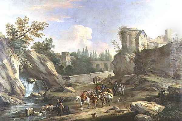 Travellers in the Campagna, 1710 - view 1