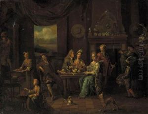 Elegant Company At A Table In An Interior Elegant Company At A Table In An Interior