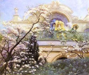 On The Balcony by Georges Jules Victor Clairin
