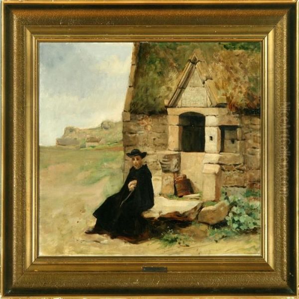 A Father Is Restin At A Stone House - view 1