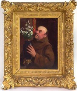Frate Con Vaso Di Fiori