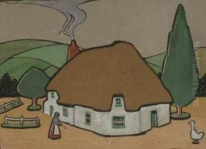Woman And A Goose Before A Cottage, C.1918 by Claud Lovat Fraser