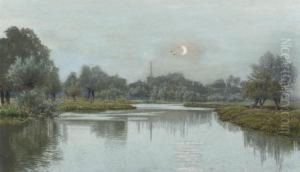 Two Views Of The River Ouse In
Huntingdonshire: One With The Church Of Hemingford Abbots In The
Distance (illustrated); One Seen From The Village Of Holywell Two Views Of The River Ouse In
Huntingdonshire: One With The Church Of Hemingford Abbots In The
Distance (illustrated); One Seen From The Village Of Holywell