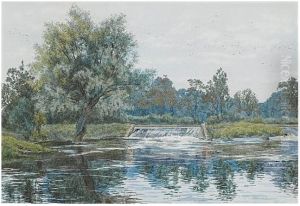 A Weir On The Ouse Near Hemingford Grey