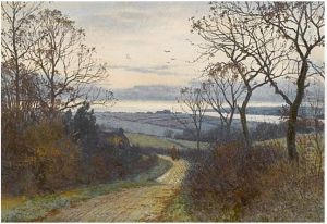 Figures On A Country Lane At Dusk by William Fraser Garden