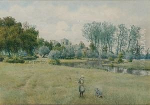 Children Playing In Watermeadows by William Fraser Garden