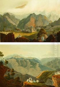 Seran Rajas Palace" And "view Of
The Country From Urshalun Teeba", Engraved By R. Havell & Son,
Published By Rodwell And Martin, London 1820. Hand-colored Etchings And
Aquatints by Fraser, James Baillie