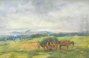 The Hay Field, Craigmillar Castle In The Distance by Alexander Jnr. Fraser