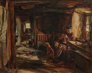 A Croft Interior by Alexander Jnr. Fraser