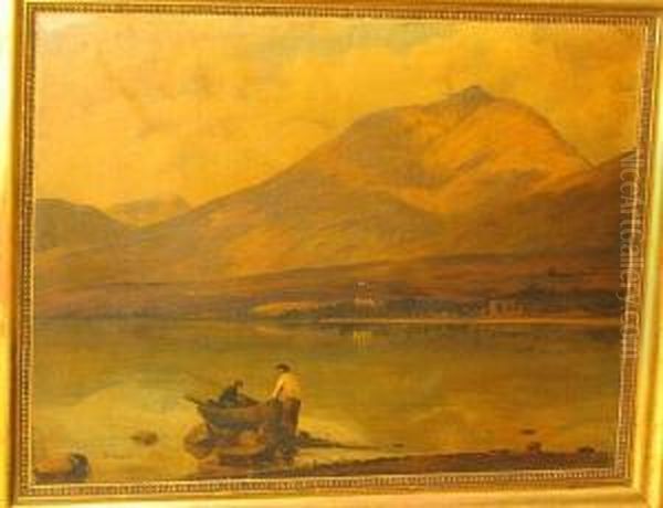 Loch Landscape With Figures In A Rowing Boat - view 1