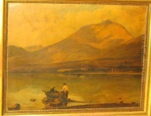 Loch Landscape With Figures In A Rowing Boat