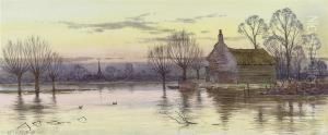 A Flood At Holywell by Robert Winter Fraser