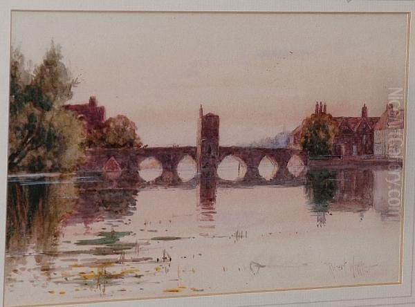 River Landscape With Bridge - view 1