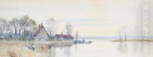 'on The Stour'; A River Landscape, Apair 'on The Stour'; A River Landscape, Apair