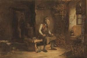 A Cobbler In An Interior, Looking At A Bird In A Cage