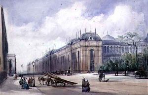 South-east Aspect of the 1862 Exhibition Building, looking along Cromwell Road by William Callow