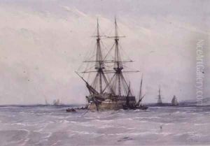 Brig at Anchor and Boats alongside by William Callow