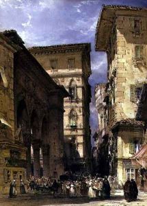 Mercatonuove, Florence 1877 by William Callow