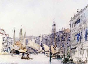 The Grand Canal, Venice, Looking towards The Rialto Bridge by William Callow