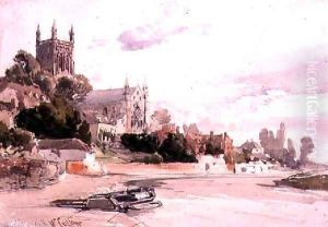 Worcester Cathedral: Seen from the River by William Callow