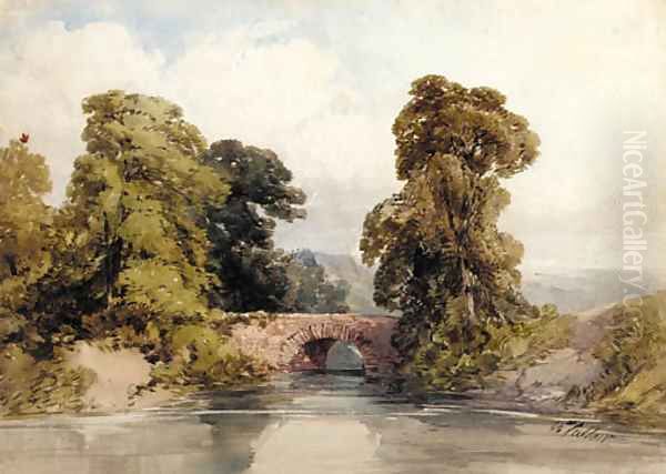 A river landscape with a bridge - view 1
