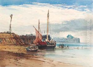 Boulogne at low tide, France by William Callow