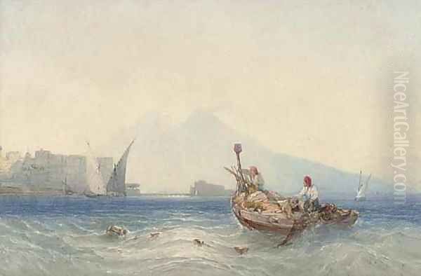 Fishermen dragging in their nets in the Bay of Naples - view 1