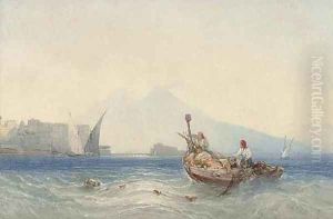 Fishermen dragging in their nets in the Bay of Naples by William Callow