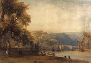 On the banks of the Thames at Richmond, Surrey by William Callow