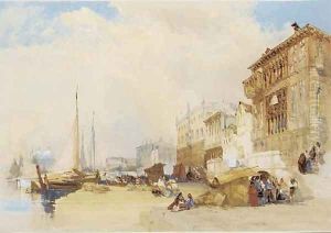 The Riva degli Schiavoni, looking towards the Danieli Hotel, the Doge's Palace and the Libraria, Venice 2 by William Callow