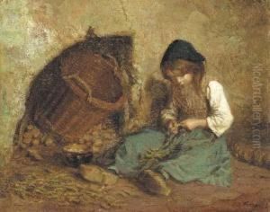 Stringing Beans by Edouard Frere