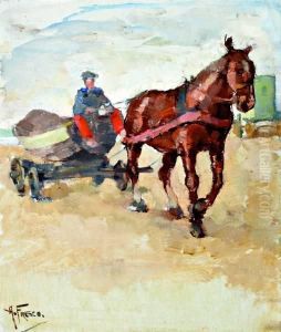 Strandscene Met Paard Voor Kar Met Vissersboot En Badkoets by Abraham Fresco