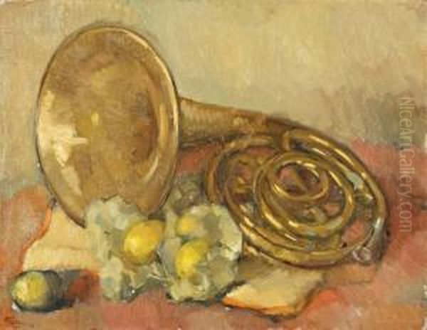 Stilleven Van Muziekhoorn En Citroen - view 1
