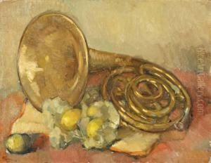 Stilleven Van Muziekhoorn En Citroen by Abraham Fresco