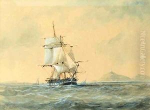 A frigate off the coast