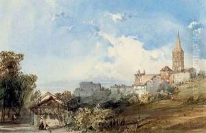 Angouleme Cathedral from the south-east, France by William Callow