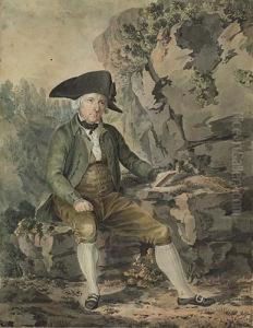 Portrait Of A Gentleman Seated In A Landscape by Sigismond Freudenberger