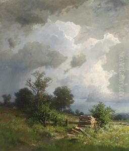 Baumlandschaft Bei Aufziehendem
 Gewitter. by Fritz Freund