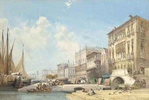 The Riva degli Schiavoni, looking towards the Danieli Hotel, the Doge's Palace and the Libraria, Venice by William Callow