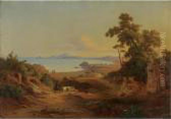 View Of The Gulf Of Pozzuoli With Peasants And Animals - view 1