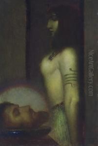 Salome With The Head Of St. John The Baptist by Adolf Frey-Moock