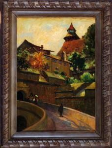 Partie An Der Stadtmauer Mit Personen, Rechts Im Hintergrund Der Spittlertor-turm Partie An Der Stadtmauer Mit Personen, Rechts Im Hintergrund Der Spittlertor-turm
