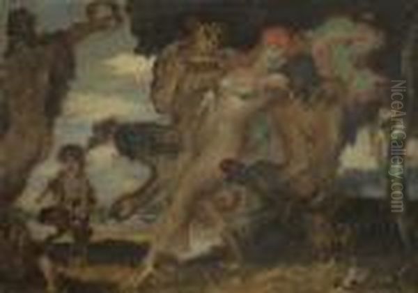 Tanzende Und Musizierende Faune Mit Weiblichem Akt - view 1